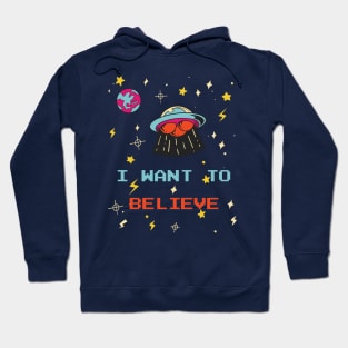 I Want To Believe Blue UFO Doodle Hoodie